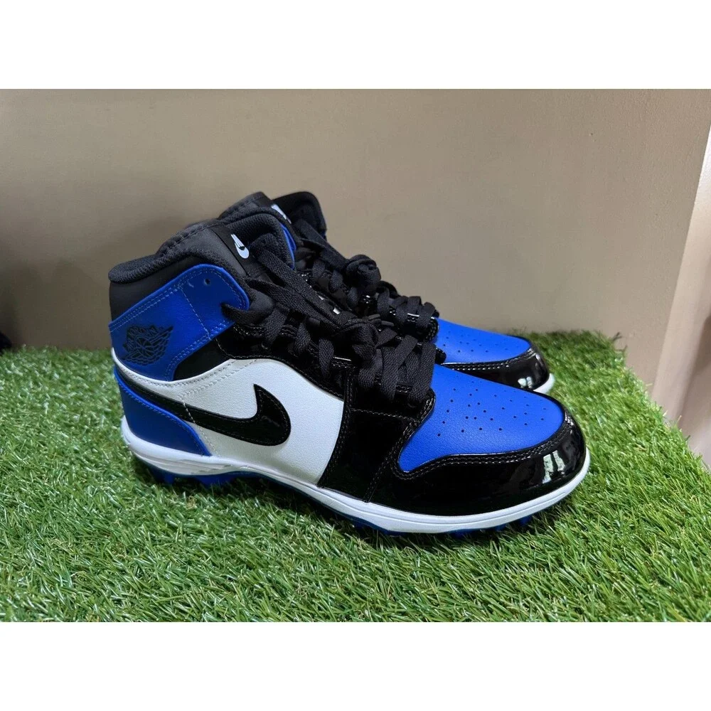 Nike Jordan 1 Mid TD Football Cleats Game Royal/Black Men's Size 9 FJ6805 401